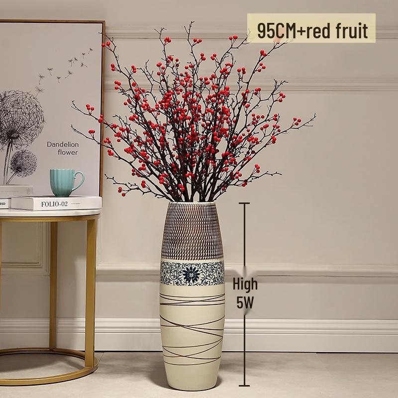 Large European-Chinese Ceramic Floor Vase for Home and Living Room Floral Decor