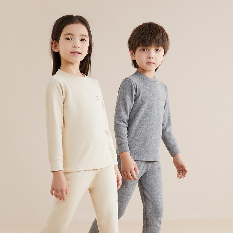 Children's Wool and Silk Thermal Underwear Set Boys and Girls Autumn Clothes and Pants German Baby Winter Double-Sided Fleece Pajamas