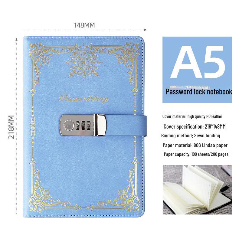 European Retro Canvas Lock Diary: Secure Password Notebook for Students