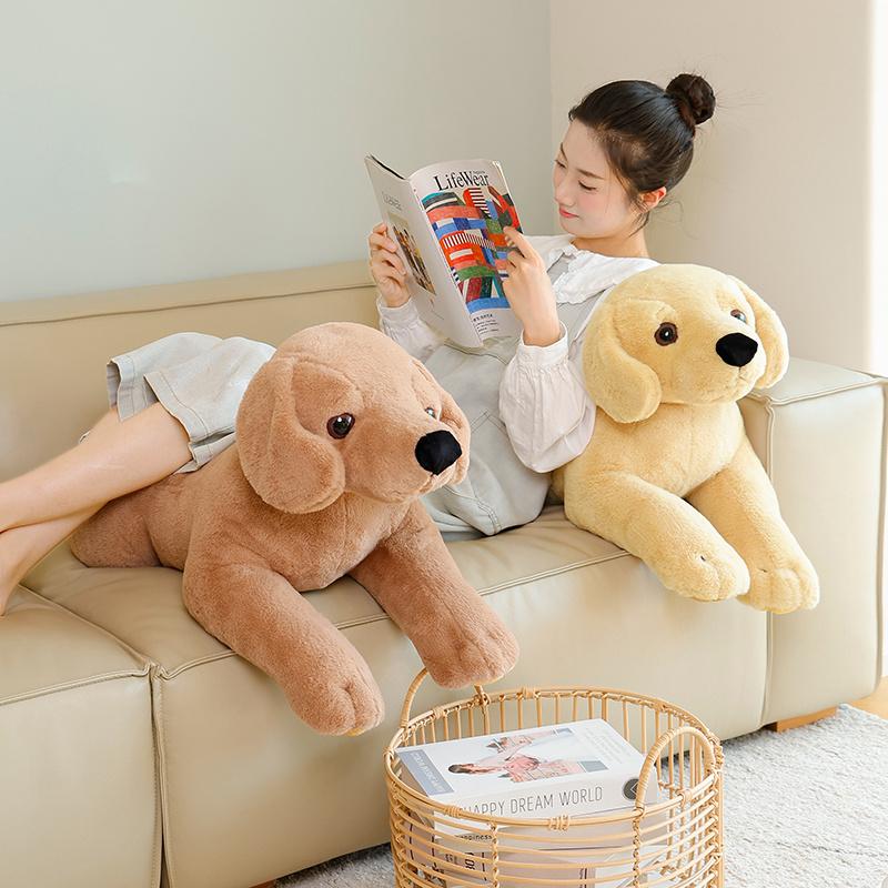 Kawaii Lying Prone Pose Labrador Retriever Plush Toys Stuffed Big Size Animal Throw Pillow Cozy Warm Sleeping Companion