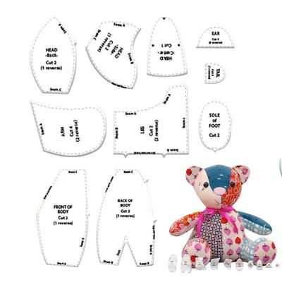 Memory Bears Sewing Template For Beginner Patchwork Ruler DIY Child Toys Acrylic Template Animal Stuffed