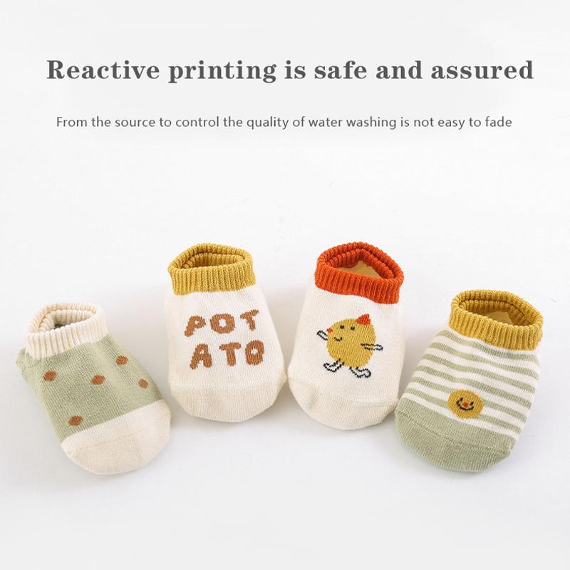 4 Pairs/Set Summer Children'S Boat Socks Non-Slip Cartoon Baby Floor Socks Thin Mesh Coton Kids Socks For Boys And Girls
