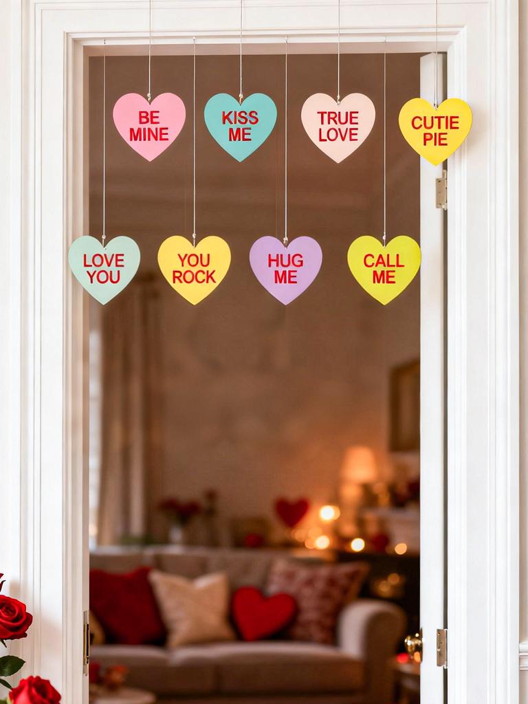 Valentine's Day Heart Hanging Decor Colorful Love Message Heart Ornament for Home Party Door Wall Decor Wedding Anniversary Gift