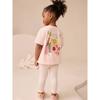Girl Summer Cotton Cartoon Twopiece Set With Tshirt And Pants For Kids