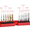 HSS Drill and Tap Bits Set, Hex Shank Thread Tap Screw M3-M10, Tapping Tool, Plated & Inch Drill Bits for Threading Taps Extractors, for Quick