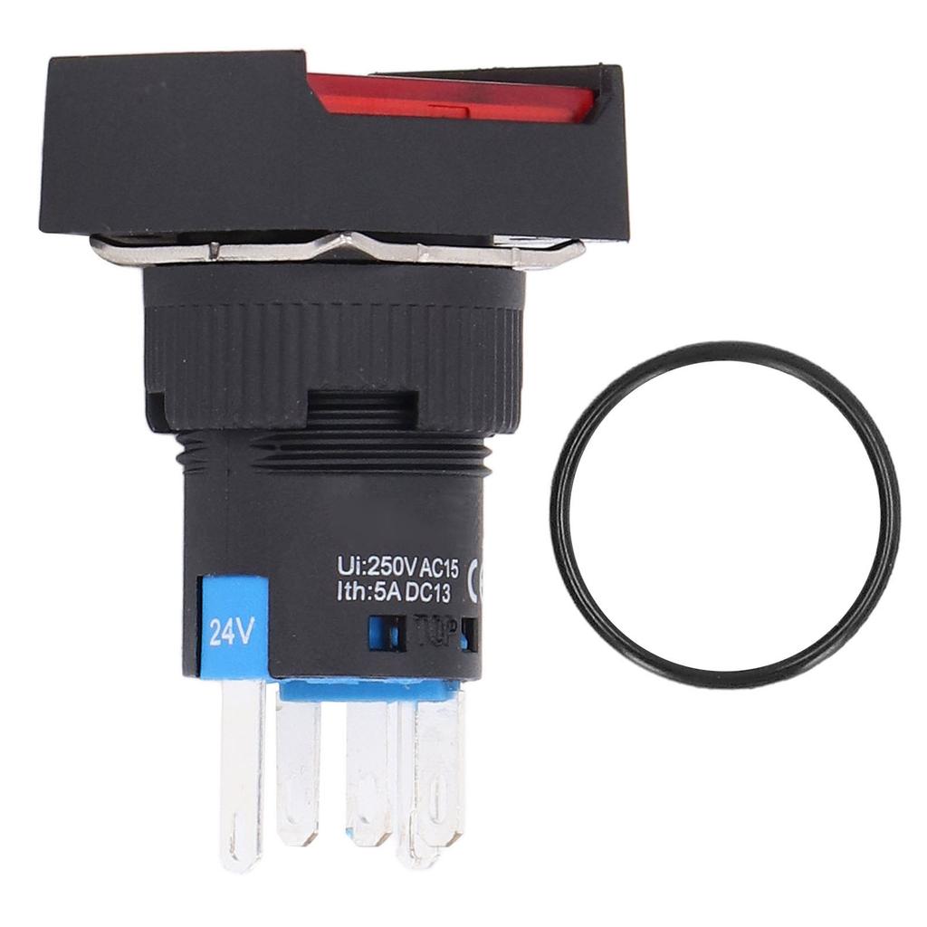 25Pcs Push Button Switch Self Locking Momentary 16mm Square with Light Set Kit 24VRed