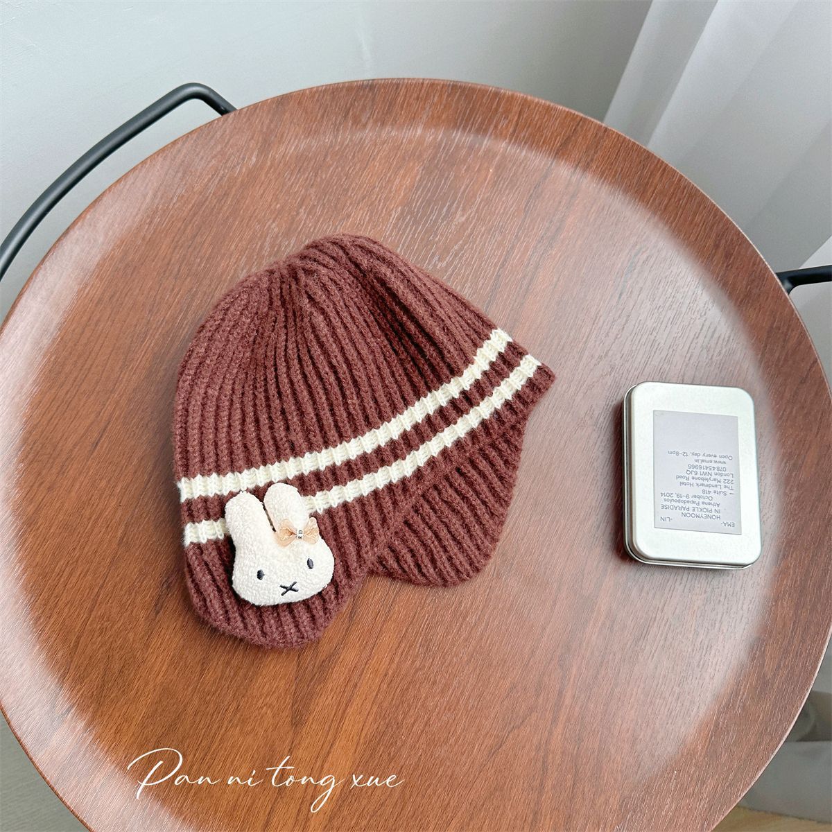 

Woolen Hat with Ear Protection for Male and Female Babies Super Cute and Cute Bunny Knitted Hat Warm Windproof and Coldproof Hat -50-54cm