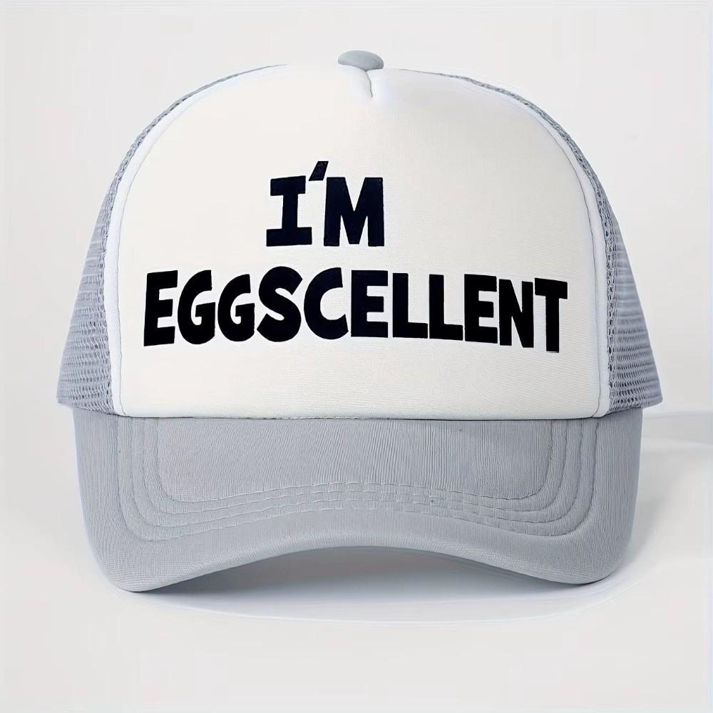 Foam Mesh I'M EGGSCELLENT Trucker Cap Curved Brim Snapback Cap Fashion Golf Hat For Men Women