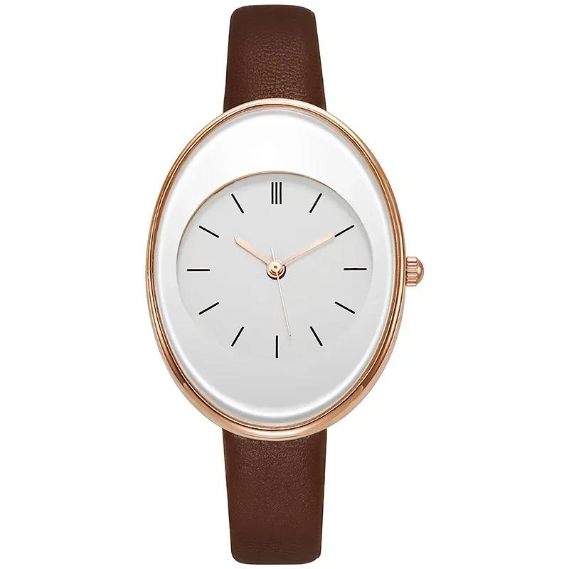 Minimalist Oval Women Watches Simple Elegant Ladies Wrist Watch Quartz Leather Female Clock Reloj Mujer Relogio No Bracelet