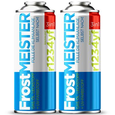 Frostmeister 3W1 400ml - 2x plechovka R1234Yf plyn pro svépomocný servis klimatizace