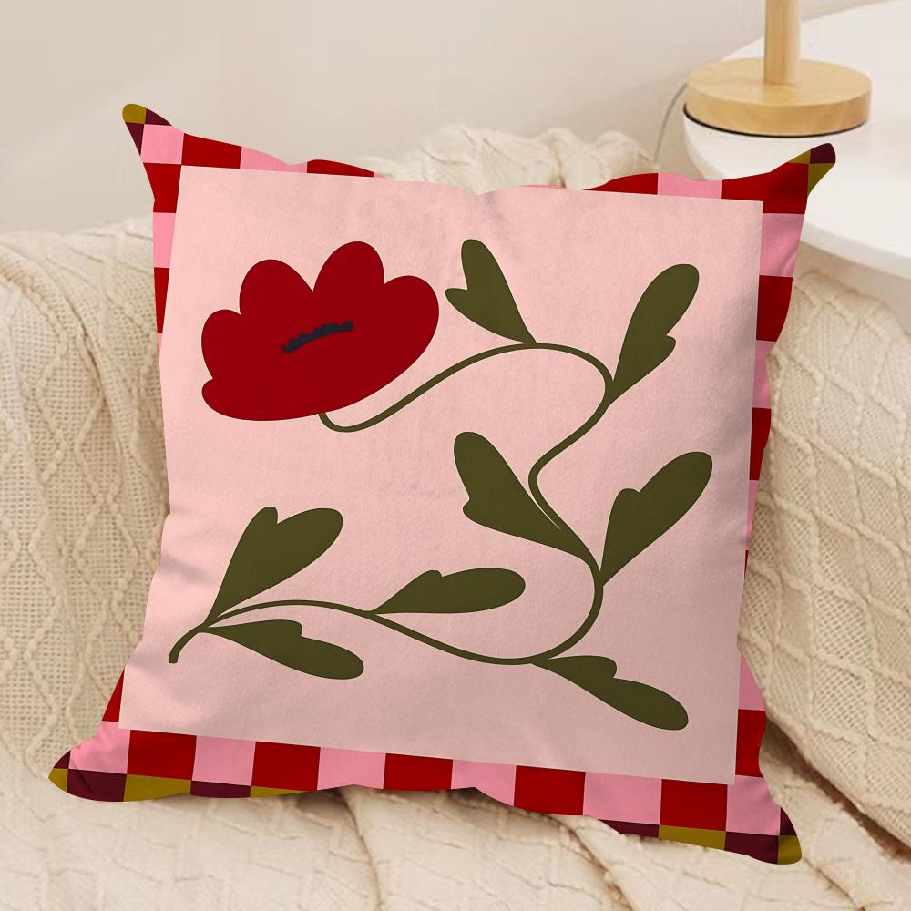 Flower Ins Simple Art Cushion Cover Silky Short Plush Invisible Zipper Dustproof Sofa Pillow Case For Home Decor