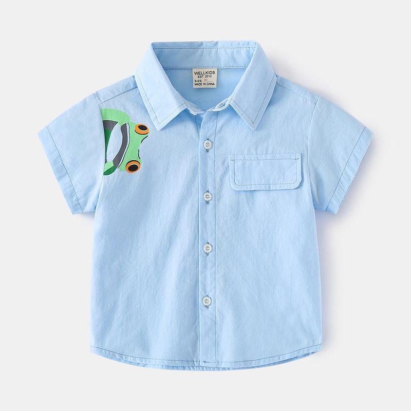 Boys' FROG Short-Sleeved Shirt Summer Children's Short Sleeve Shirt K-style Casual Children Lapel Half Sleeve Tops