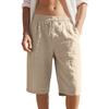 Herren Leinen Shorts Elastischer Bund Schnelltrocknende Shorts Herren Einfarbige Atmungsaktive Wadenlange Hose Mann Leichte Tägliche Strandshorts Sommerhosen