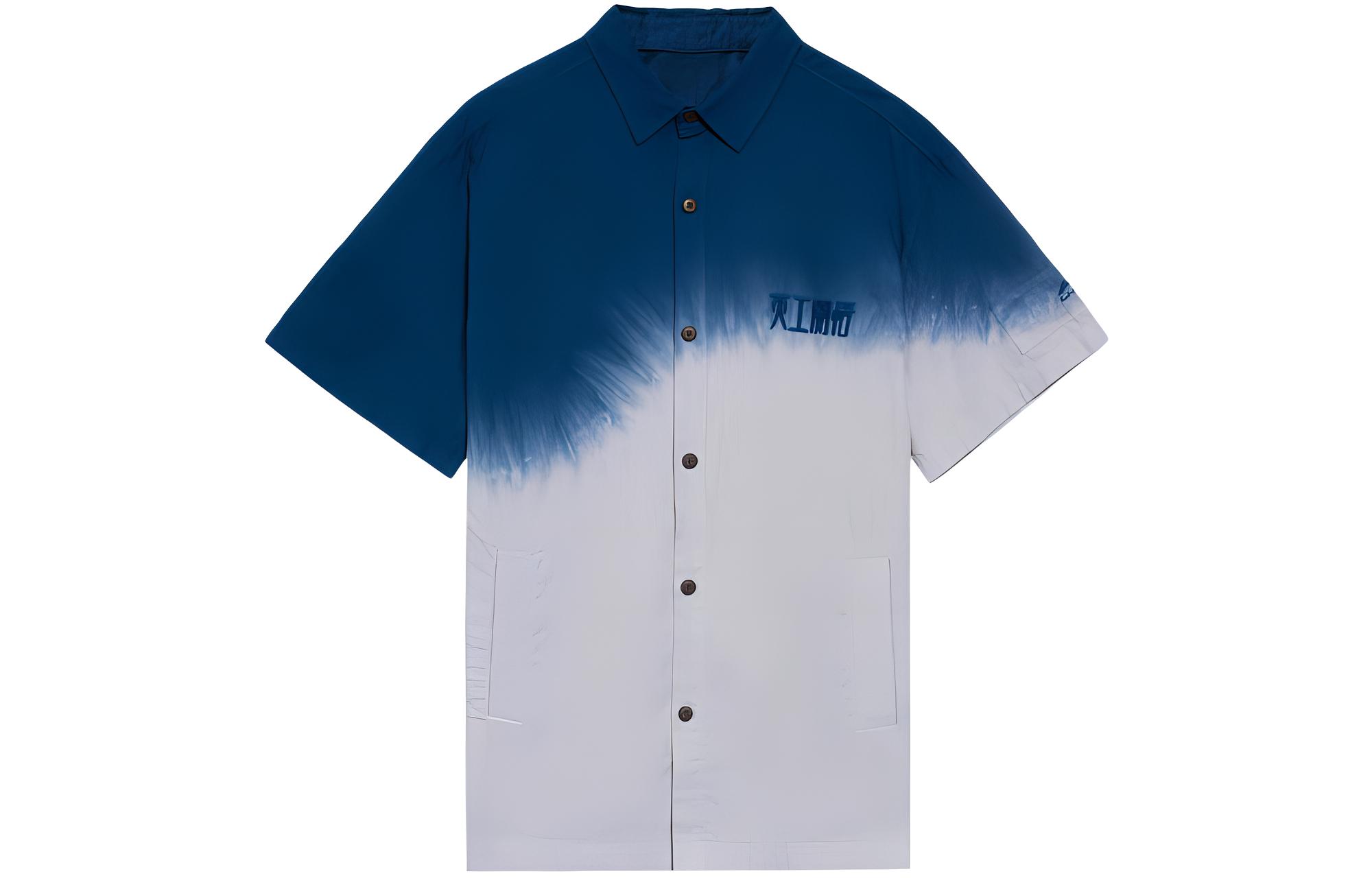 Li Ning Sports Life Collection Shirt Men s Dark Simple Blue ASHS135-1 L