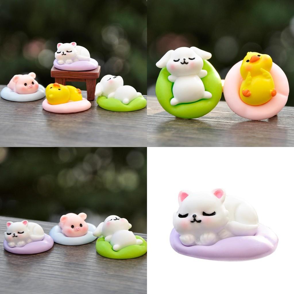Animal Dog Cat Sleeping Series Toys Figurines Desktop Car Statues Decorations