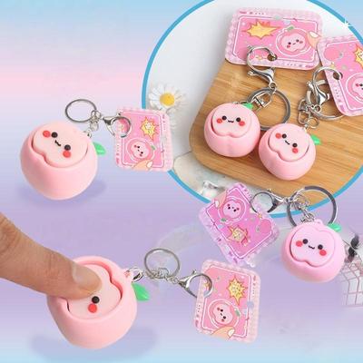 1 Stuks Schattige Perzik Fidget Sleutelhanger Cartoon Fruit Hanger Zacht Stressverlichtend Speelgoed voor Vriend Cadeau Sleutel Tas Decoratie Accessoire