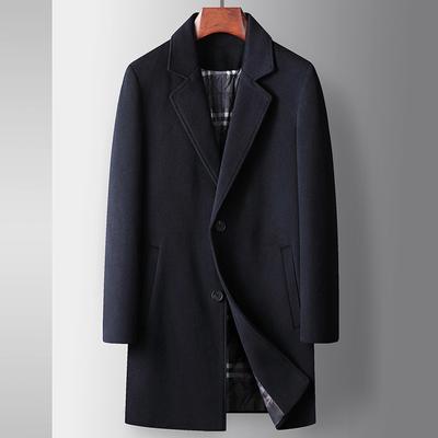 Coat Autumn and Winter New Suit Collar Padded Thickened Wool Single-sided Trench Coat Middle-aged Business Warm Jacket