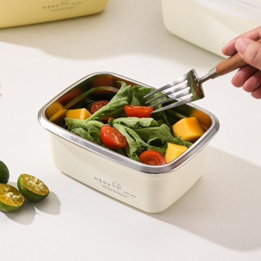 Square Stainless Steel Lunch Box Airtight Fridge Food Box Multi-Purpose Air Exhaust Crisper  Picnic
