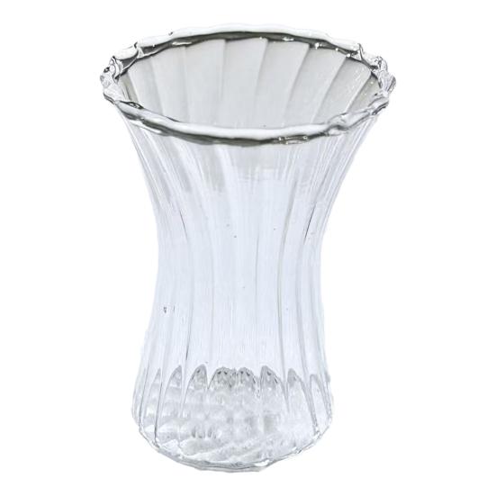 Yousheng Mini Glass Flower Figurine Handmade Faux Crystal Transparent Flower Bouquet Collectible Hand Blown Table Ornament for Mother's Day Birthday