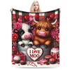 Highland Cow Themed Warm Soft Blankets  Girls Boys Plush Throw Blanket Fluffy Couch Bed Flannel Bedspread Sofa Bed Cover