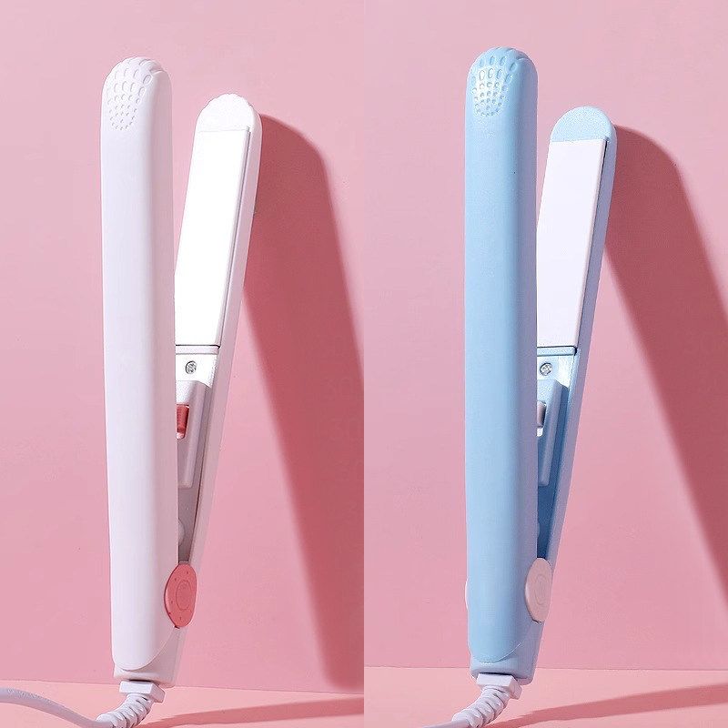 Mini Electric Hair Straightener and Curler for Bangs, Student Flat Iron, Portable Mini Hair Straightener and Curling Iron