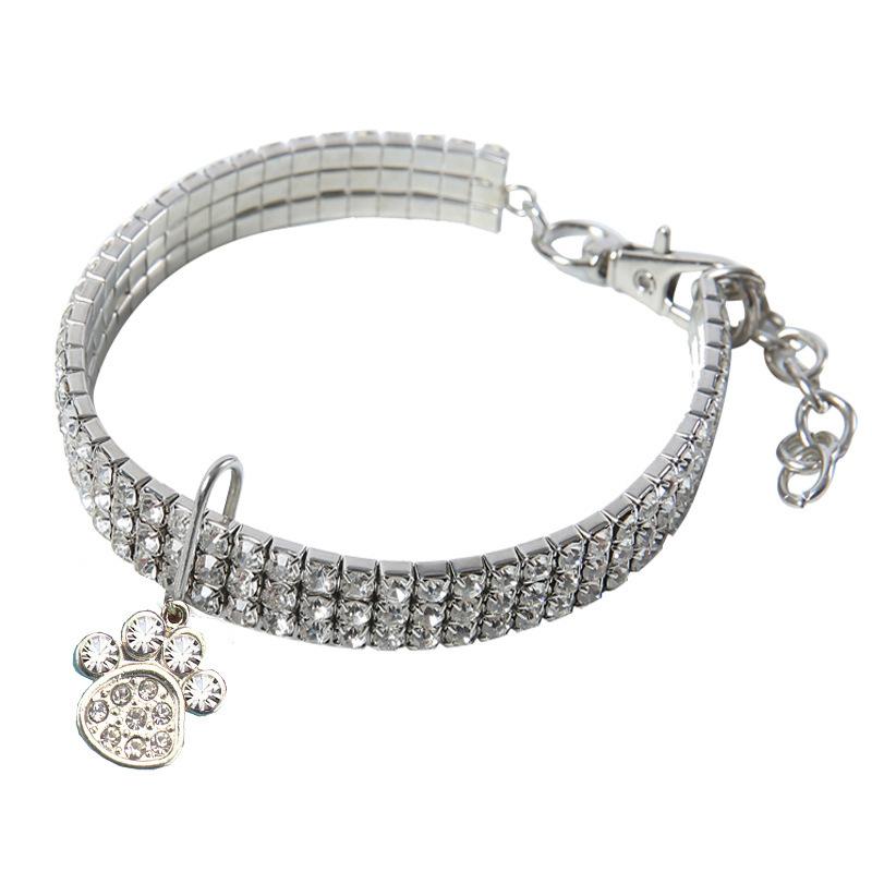 

Rhinestone Elastic Necklace, Crystal Collar, Pet Supplies, Pet Accessories S19.5CM белый