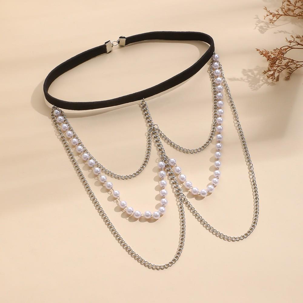 New retro leg chain exaggerated sexy beach lace pearl multi-layer thigh chain direct sales