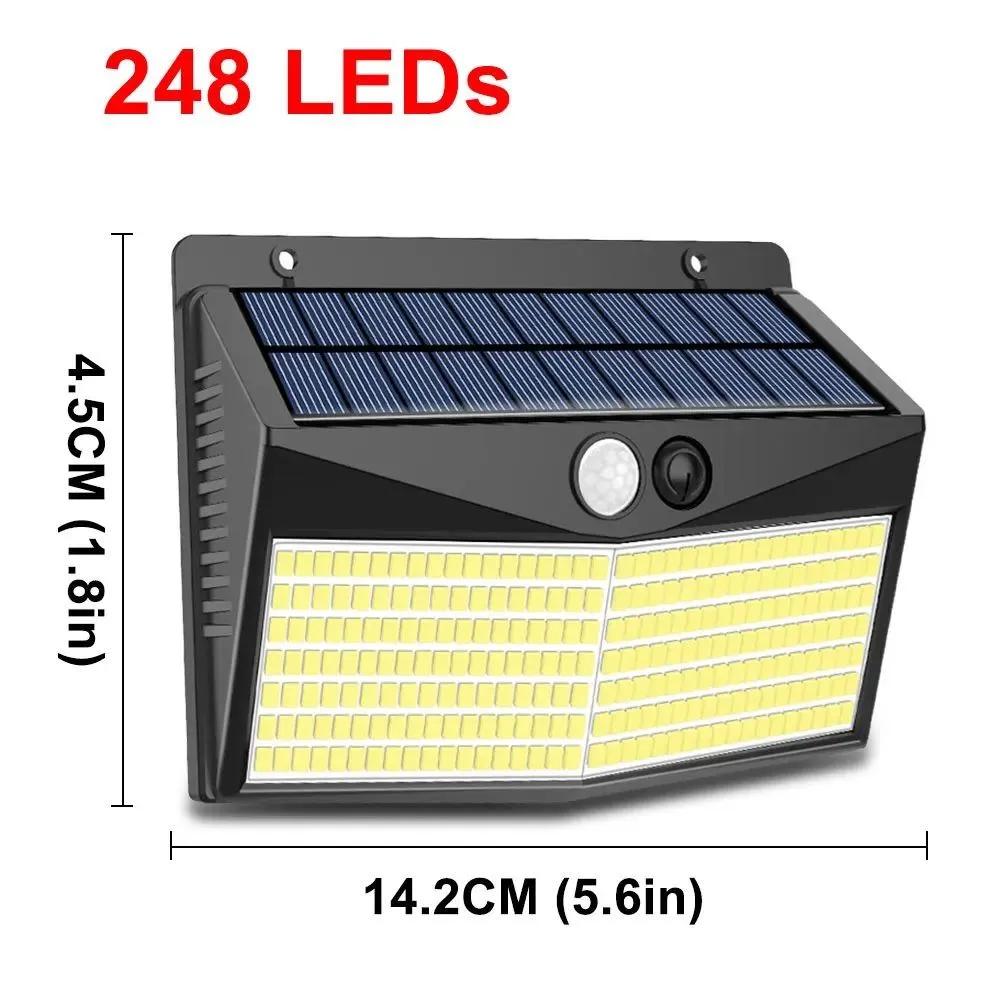 248 LED Outdoor Solar Power Lights Motion Sensor 3 Modes Waterproof Security Flood Lights for Pathway Garden Garage Lamp