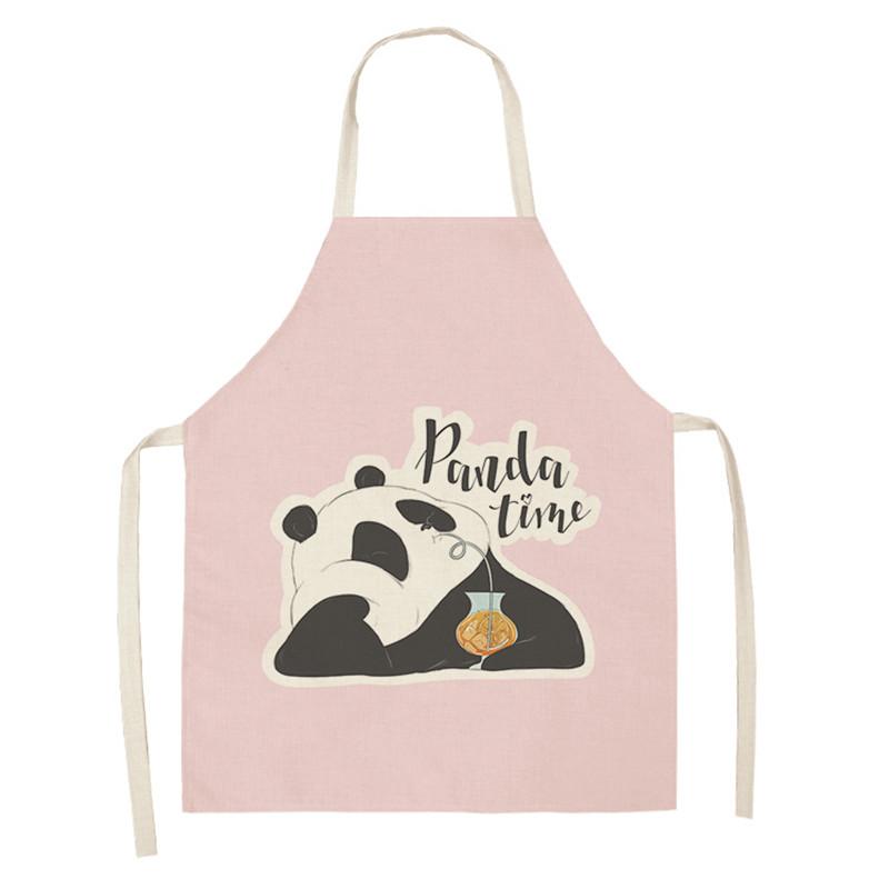 

Фартук шеф-повара для выпечки, мультфильма «Панда», детский фартук для родителей и детей, льняной кухонный фартук, аксессуары для чистки дома, кофейни 68X55CM