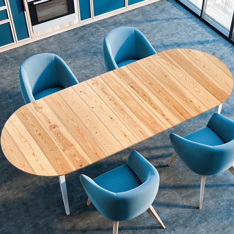 Wooden Plank Texture Style Waterproof Oval Tablecloth Oil-Resistant Elastic Stretch Fitted Table Cover Kitchen Dining Outdoor