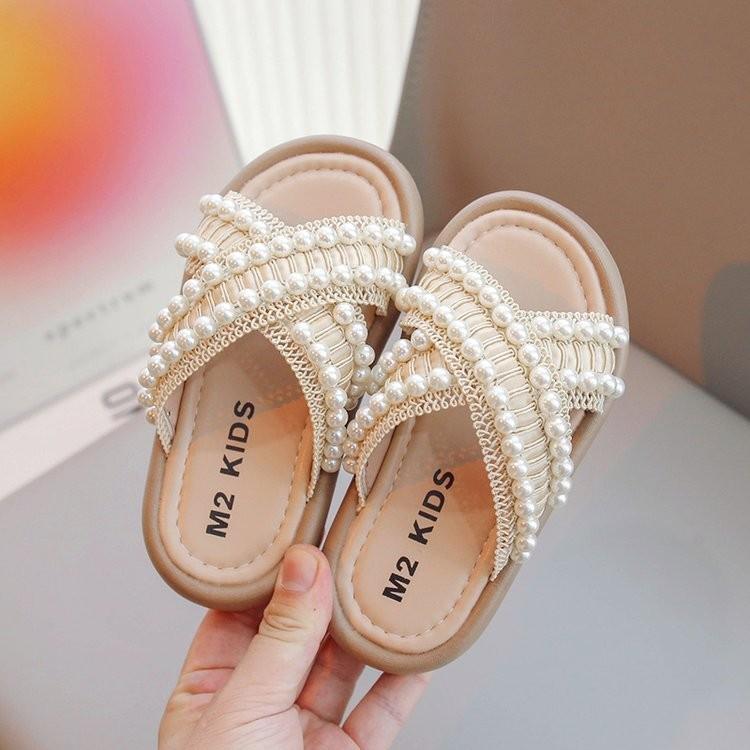 

Летние тапочки для девочек Princess Sweet Pearls Детские тапочки Пляжная обувь Bohemia Woven Детские уличные тапочки Нескользящие 26-37 26 хаки