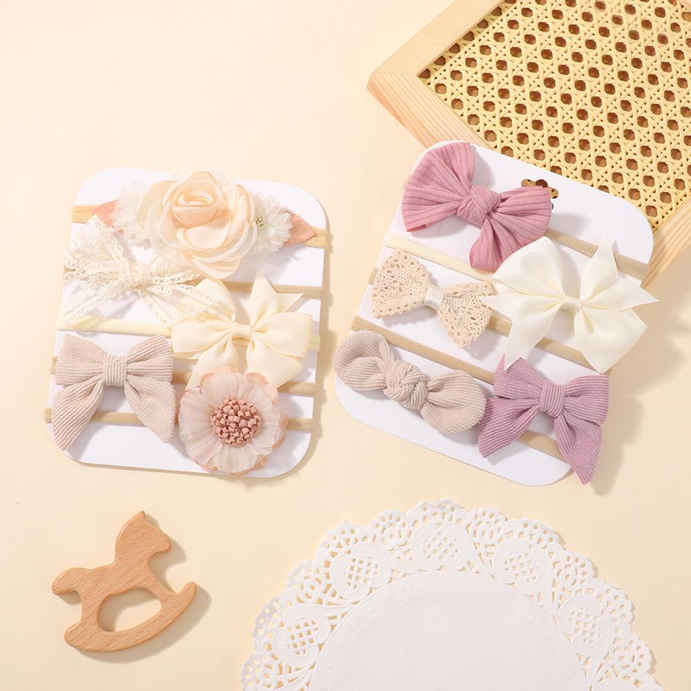 5Pcs Baby Flower Lace Bow Headband Elastic Nylon born Lovely Head Band for Girl Infant Toddler Soft Hair Accessories Gifts