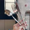 French Style Cutlery 304 Stainless Steel Hammered Texture Tableware Non-Slip Handle Small Waist Design Serrated Knife Sharp Fork Spoon