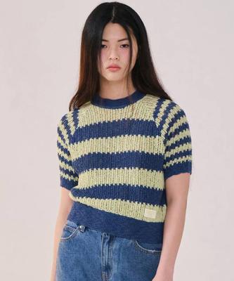 COVERNAT WOMAN Striped Half Knit Lime