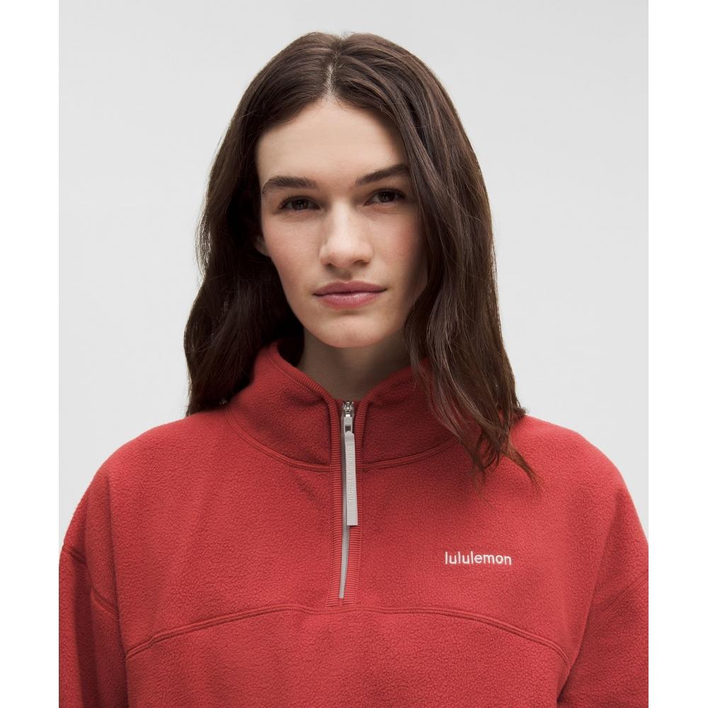 Lululemon Tumbled Fleece Half Zip Jacket Dare Devil Dove Grey Light Ivory