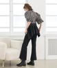 LBYL Front Slit Black Fleece-Lined Bootcut Pants