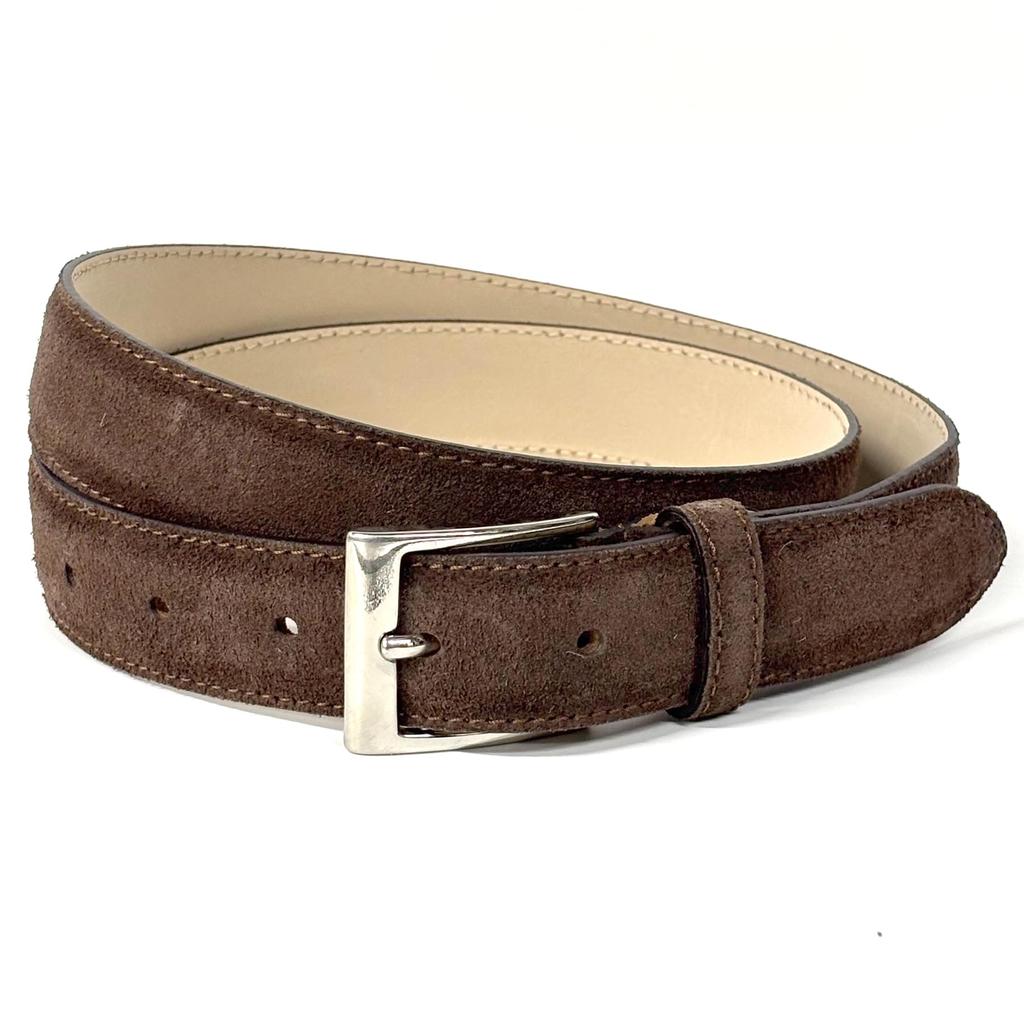[FashionBerry] Brown A Italian-made Genuine Leather Suede Thin Belt for Men and Women. Italian Leather Belt for Business, Formal, and Casual Wear.