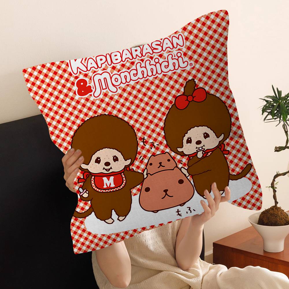 Cartoon M-Monchhichis Personalized Pillow Cover Kids Bedroom Wild Party Decor Pillowcase Kid Birthday Shower Gift