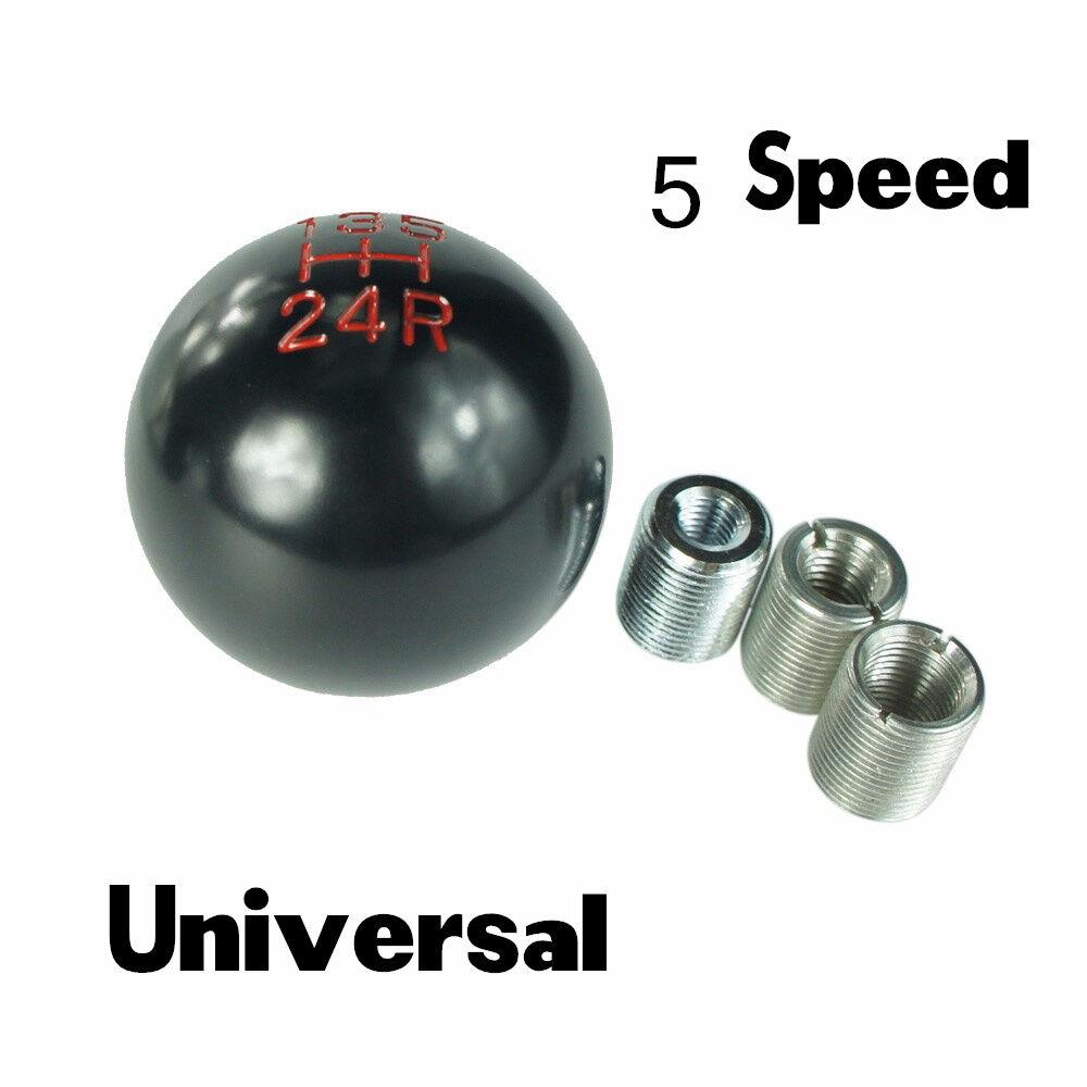 Black Aluminum 5 Speed Ball Manual Gear Shift Knob Shifter Lever Head w/ Adapter