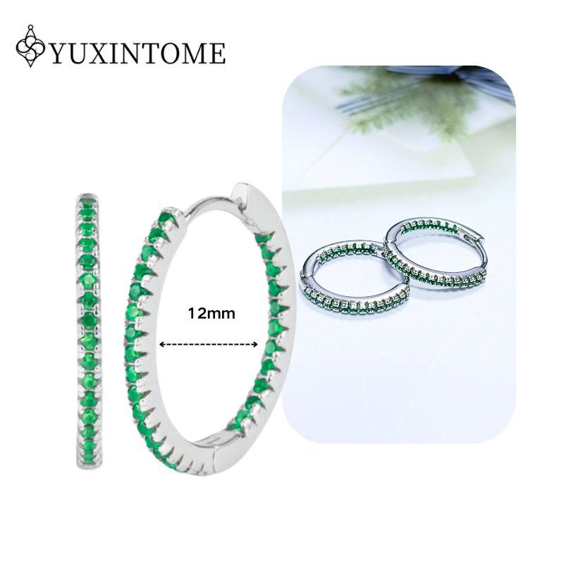 Turquoise 925 Silver Ear Needle Green Zircon vintage emerald Heart/Flower Pendant Hoop Earrings Fashion party Jewelry