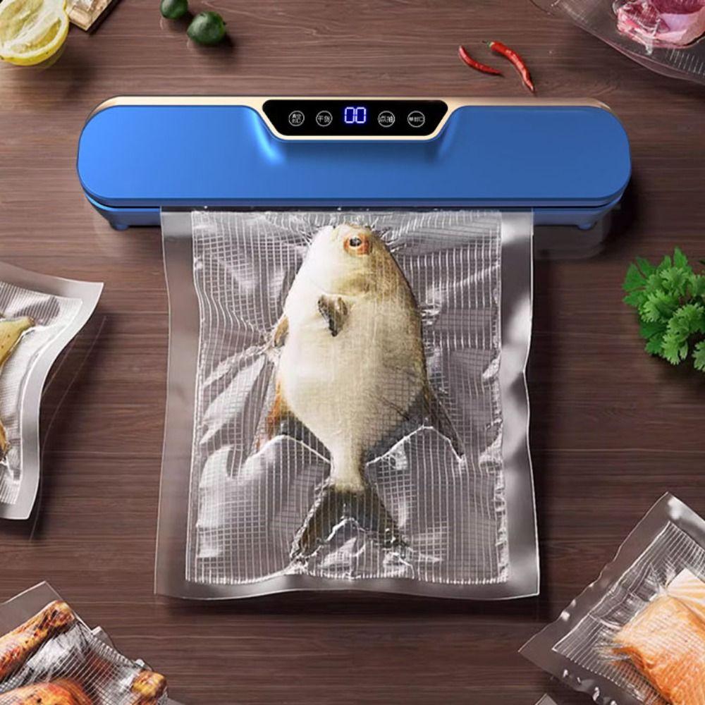 

LED Display Electric Vacuum Sealer Automatic Food Sealing Machine Repackaging EU Plug білий