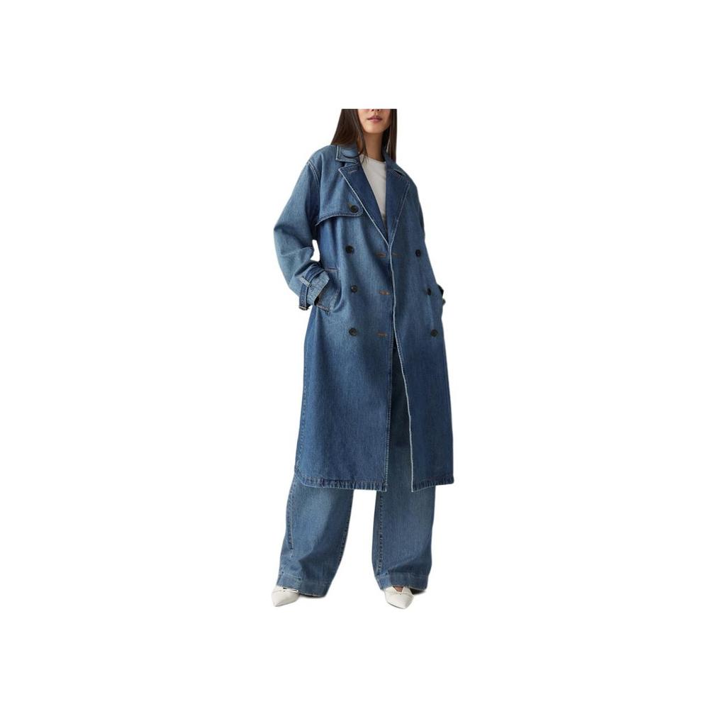 Levis Double-Breasted Long Sleeve Trench Coat Women coats Blue A8976-0001