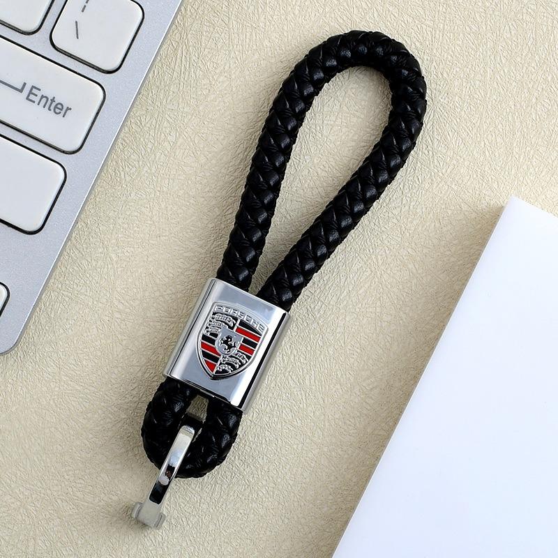 Плетеная веревочная брелок-подвеска для ключей автомобиля Металлические подарки Брелок для Porsche Panamera Cayenne Taycan 911 718 Macan Carrera-GT Автомобильный брелок