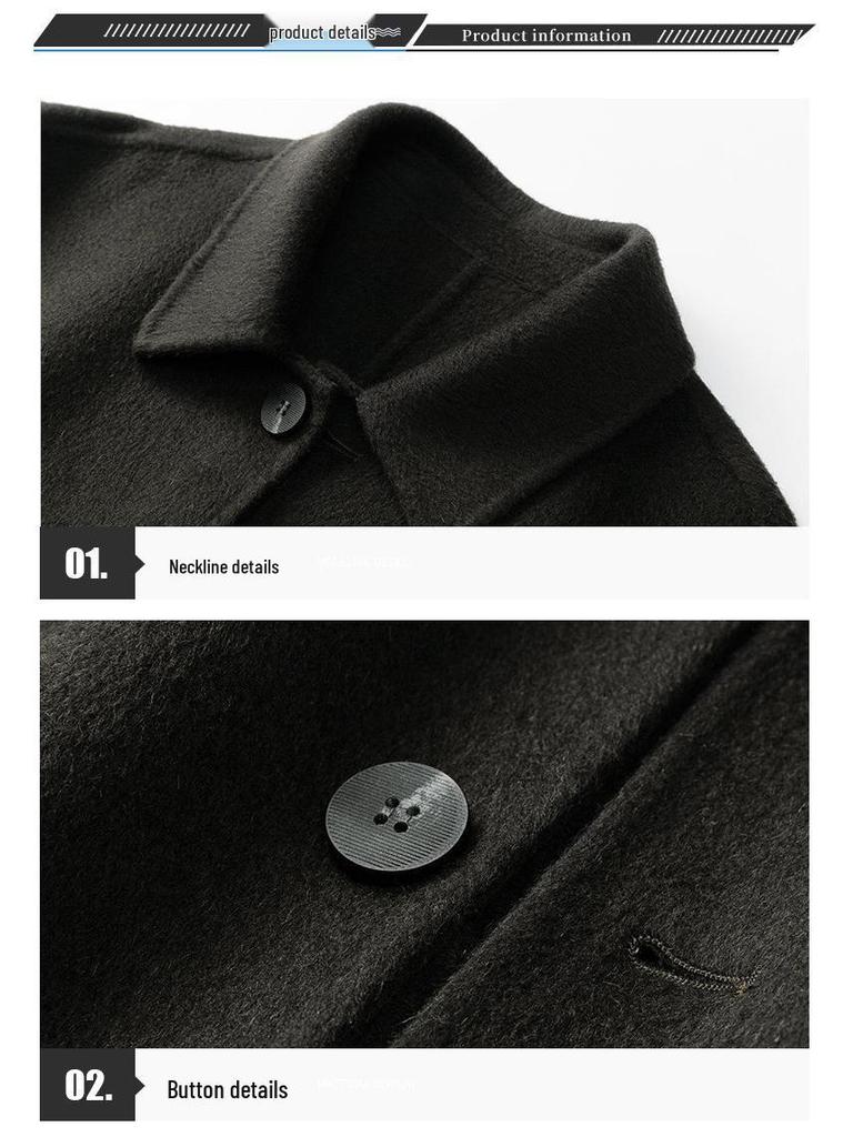 Hochwertiger Herren-Mittellanger Mantel aus 100% Wolle - Beidseitig, Schlichtes Design für Herbst/Winter