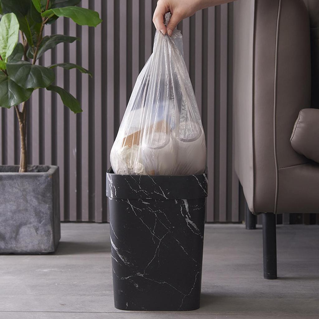 Wood Grain Trash Can Reusable Wastebasket for Living Room Farmhouse A