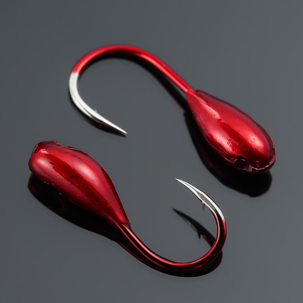 1/10/20Pcs Lifelike Lead Overturned Fishing Hooks Fishing Tackle Lure Bait Red Worm