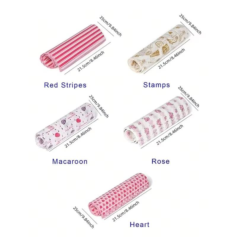 Food Wrapping Paper Colorful Patterned Greaseproof Wax Paper for Sandwiches Baking Hamburgers Snacks and Picnic Supplies