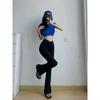 And American Style Pilates Flared Fitness Pants for Women, Peach Lift, Nude Feel, Cross-Waist, Tight-Fitting, Stunning Flared Pants for Autumn