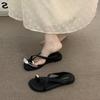 Late evening breeze retro brown premium open-toed sandals fairy shoes 2025 new summer flat-bottomed vacation cool slippers
