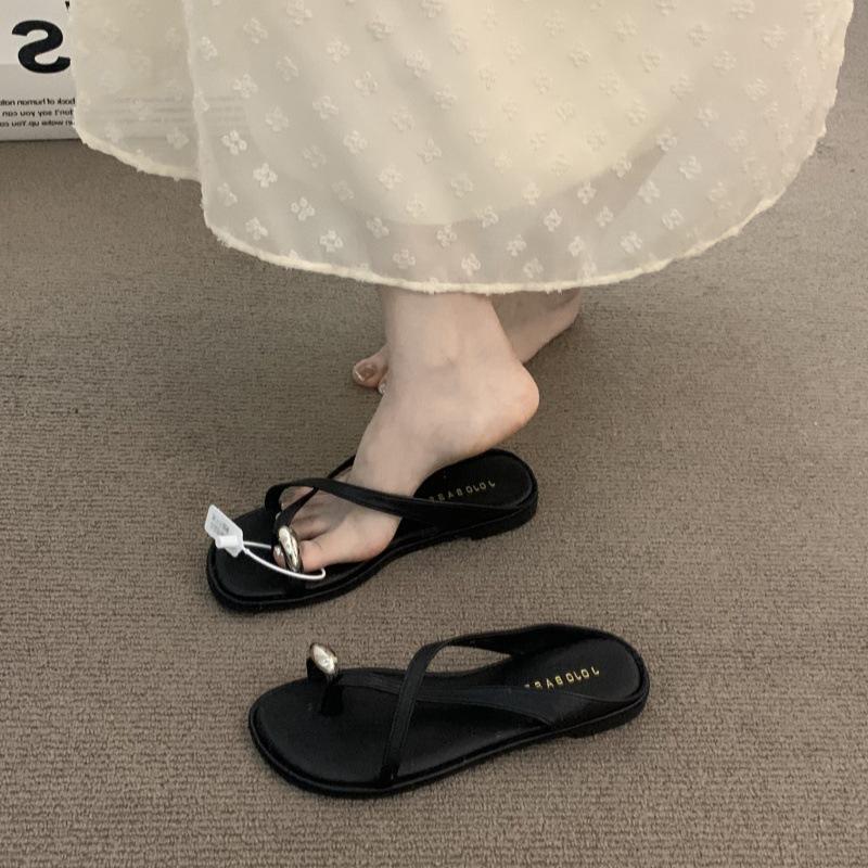 Late evening breeze retro brown premium open-toed sandals fairy shoes 2025 new summer flat-bottomed vacation cool slippers